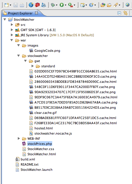 screenshot: Package Explorer php file