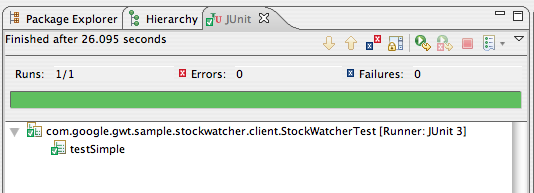screenshot: JUnit tests in Eclipse